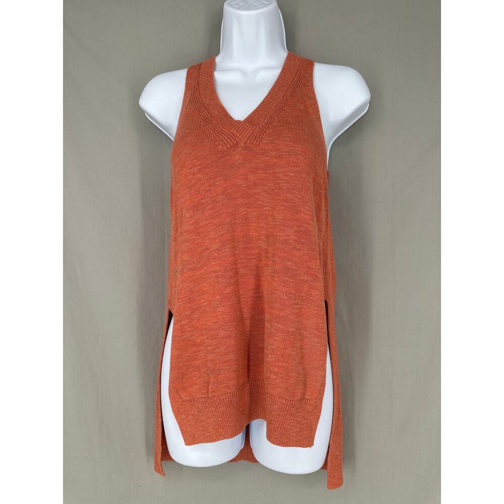 Anthropologie Top Womens XS Orange Rust Desmond Knit Tunic Flowy Oversized Linen